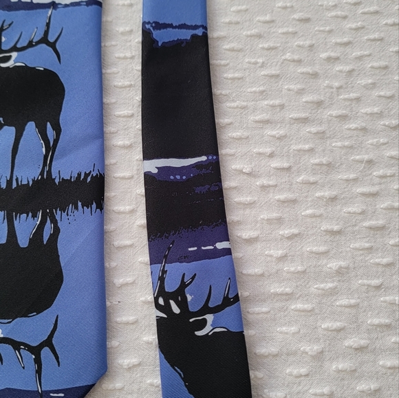 Tie Men's Deer Buck Night Scene Handmade Neck Tie - Picture 3 of 15
